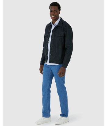 Jaqueta Masculina Tradicional Bolso Funcional Em Jeans 100% Algodão