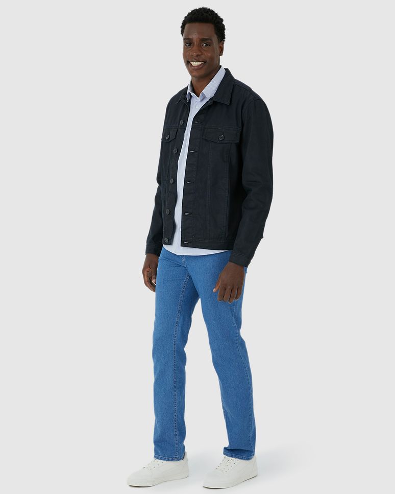 Jaqueta Masculina Tradicional Bolso Funcional Em Jeans 100% Algodão