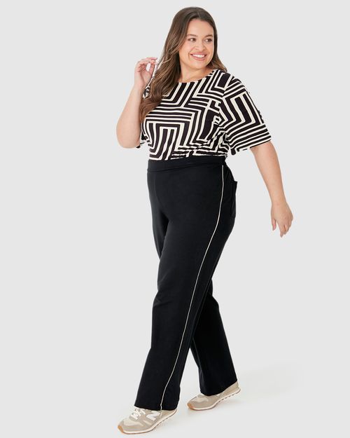 Blusa Feminina Plus Size Boxy Estampada Em Malha Viscolinho Stretch