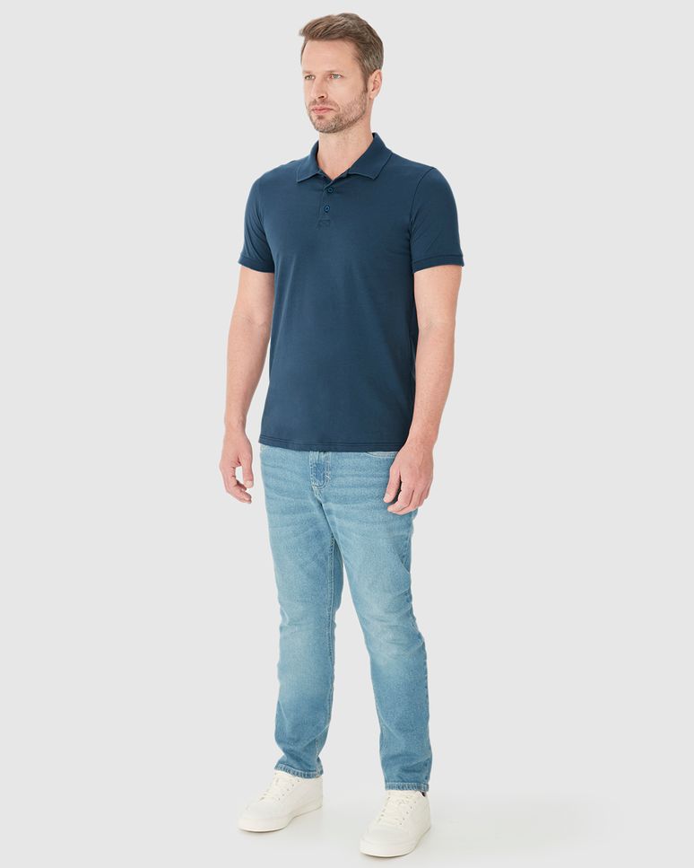 Camisa Polo Básica Masculina Em Algodão Pima