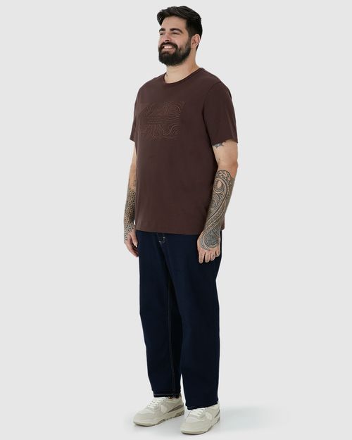 Camiseta Masculina Plus Size Manga Curta Estampa Frontal Em Algodão