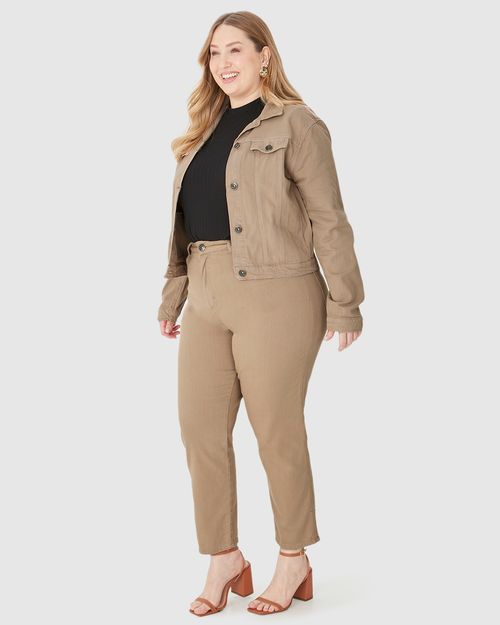 Jaqueta Feminina Plus Size Tradicional Em Sarja Com Elastano
