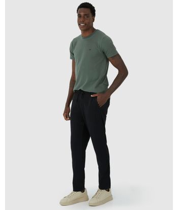Calça Chino Masculina Cintura Média Com Cadarço Em Sarja Linho