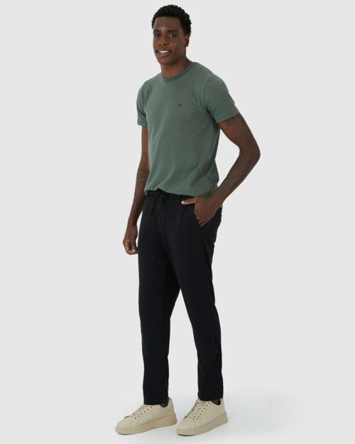 Calça Chino Masculina Cintura Média Com Cadarço Em Sarja Linho
