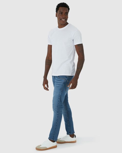 Calça Masculina Skinny Tape Bolso Funcional Em Flex Jeans
