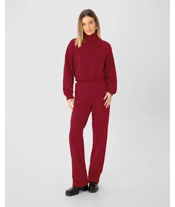 Blusão Cropped Feminino Gola Alta Em Moletom Stretch Flanelado - ENFIM