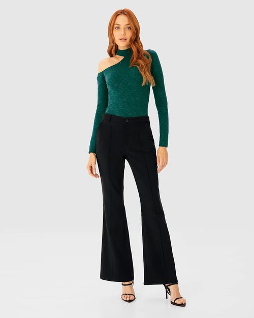 Calça Feminina Bootcut Recorte Frontal Em Crepe Stretch - ENFIM