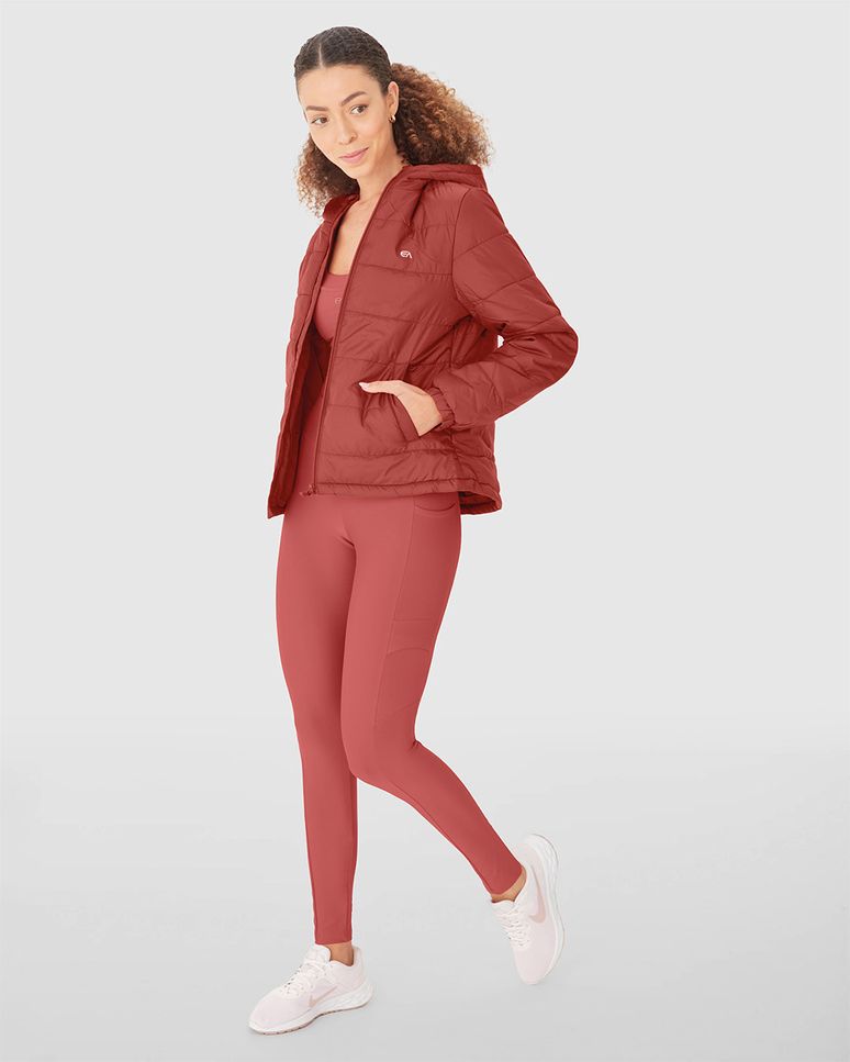 Jaqueta Puffer Feminina Esportiva Com Capuz Matelassê - ENFIM