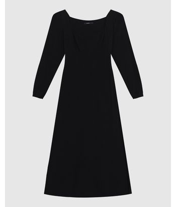 Vestido Midi Feminino Manga Longa Em Viscose - ENFIM