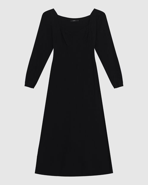 Vestido Midi Feminino Manga Longa Em Viscose - ENFIM
