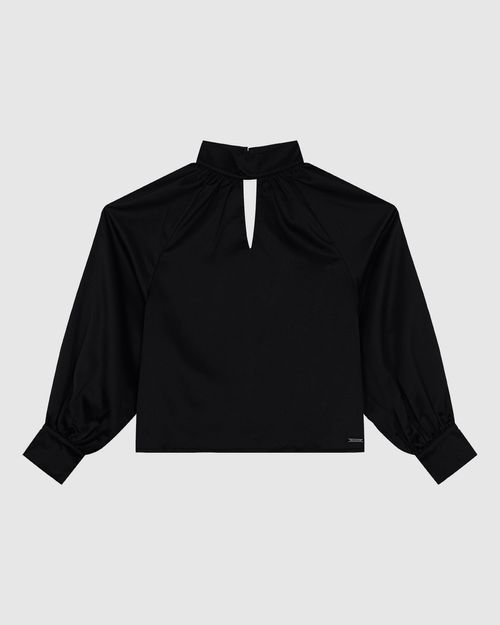 Blusa Feminina Decote Com Recorte E Gola Em Cetim - ENFIM