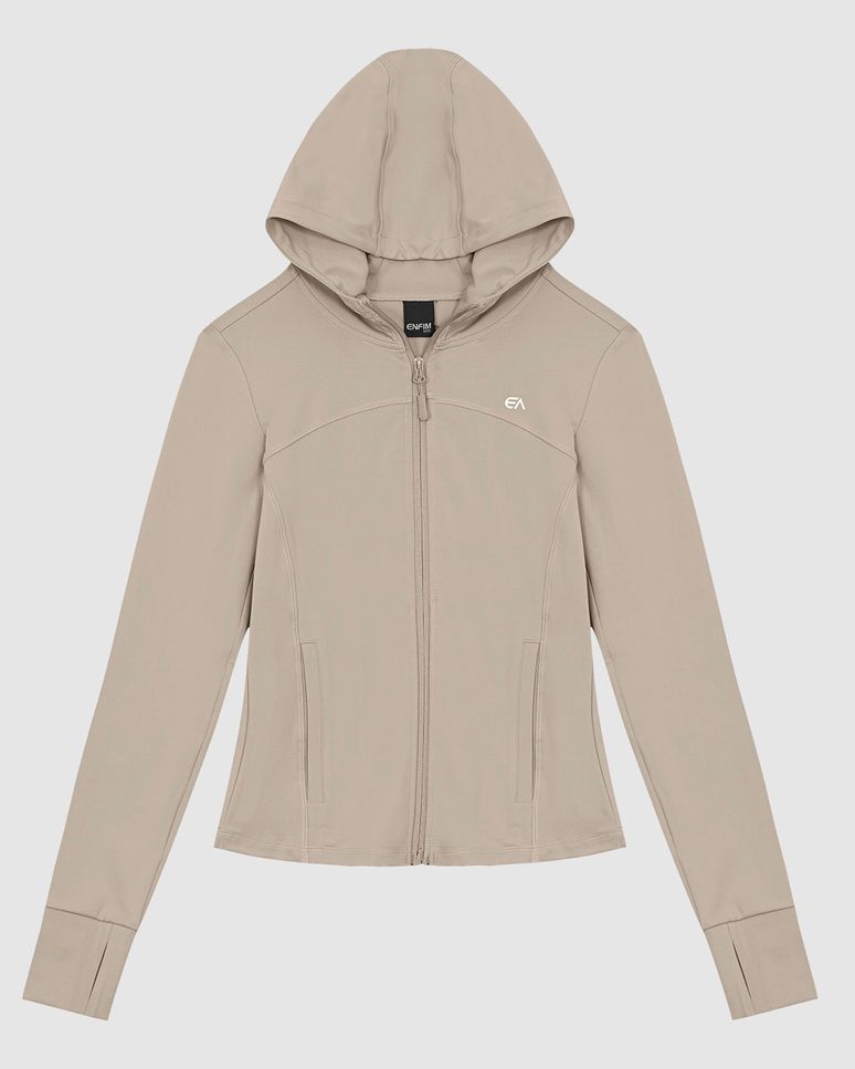 Jaqueta Feminina Slim Com Capuz Em Double Jersey - ENFIM