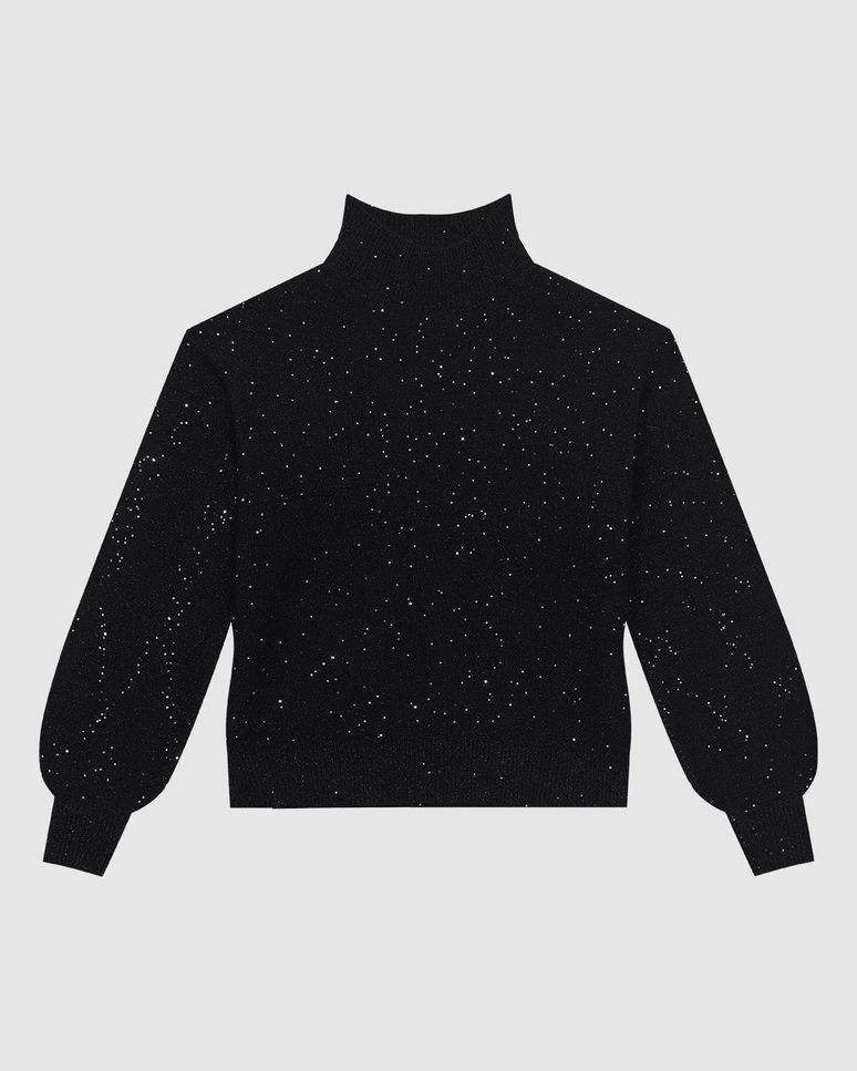 Blusão Feminino Gola Alta Com Brilho Em Tricô - ENFIM