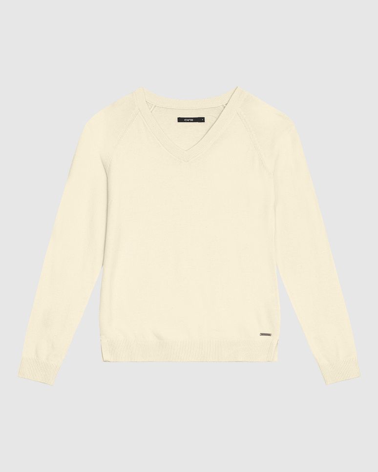 Suéter Feminino Gola V Manga Longa Em Tricô - ENFIM