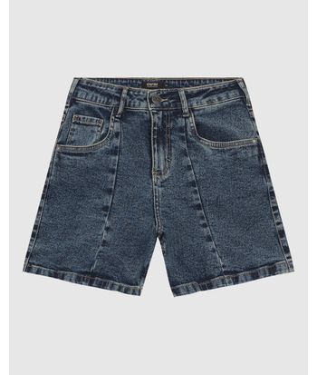 Shorts Feminino Boyfriend Recorte Frontal Em Jeans Com Elastano - ENFIM