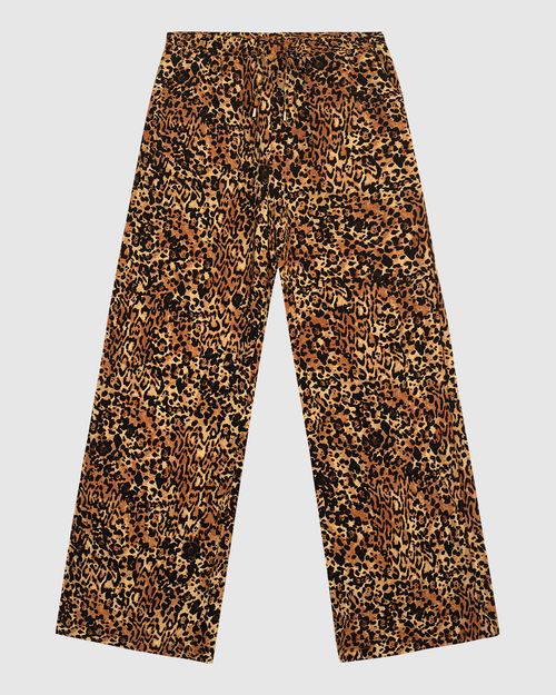 Calça Wide Leg Feminina Animal Print Em Viscose - ENFIM