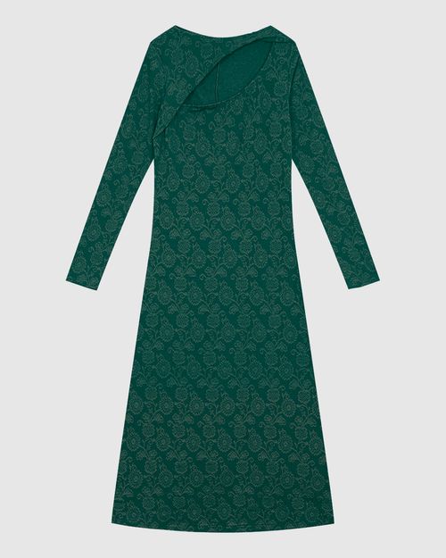 Vestido Midi Feminino Busto Detalhe Vazado Em Malha Jacquard - ENFIM