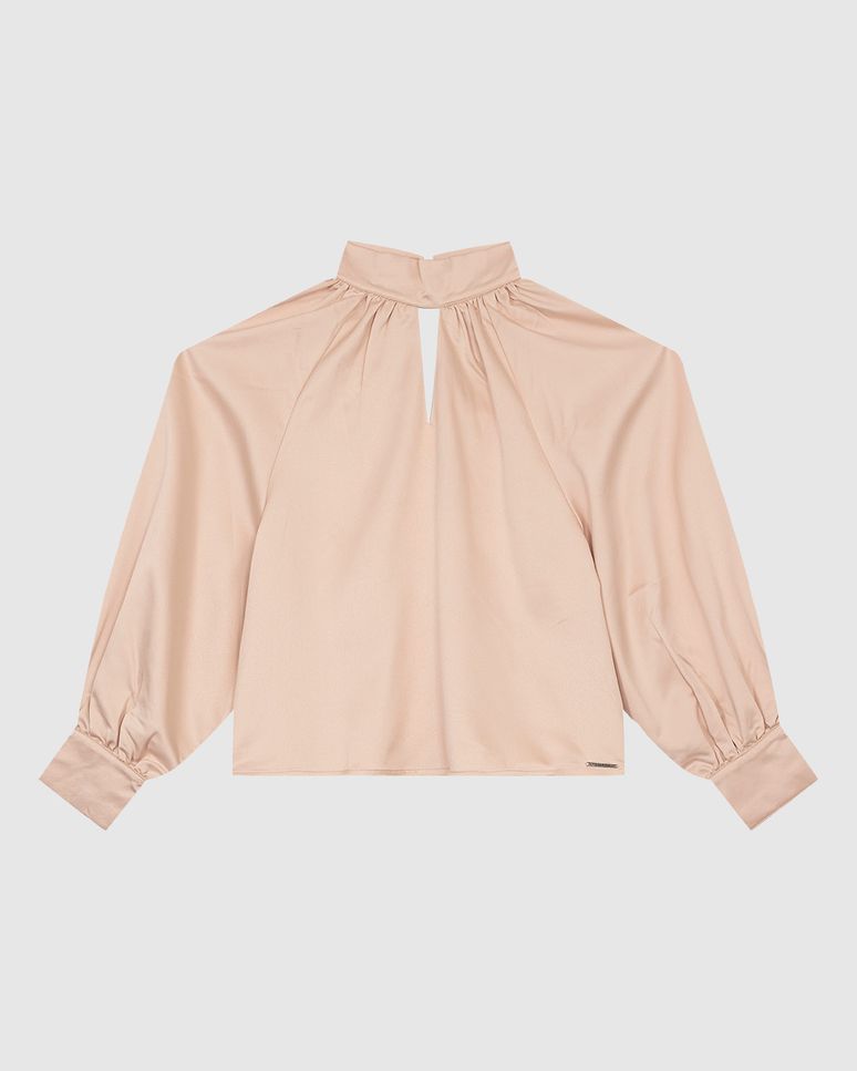 Blusa Feminina Decote Com Recorte E Gola Em Cetim - ENFIM