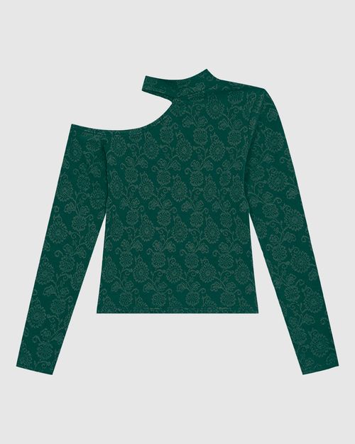 Blusa Justa Feminina Cut Out Em Malha Jacquard Floral - ENFIM