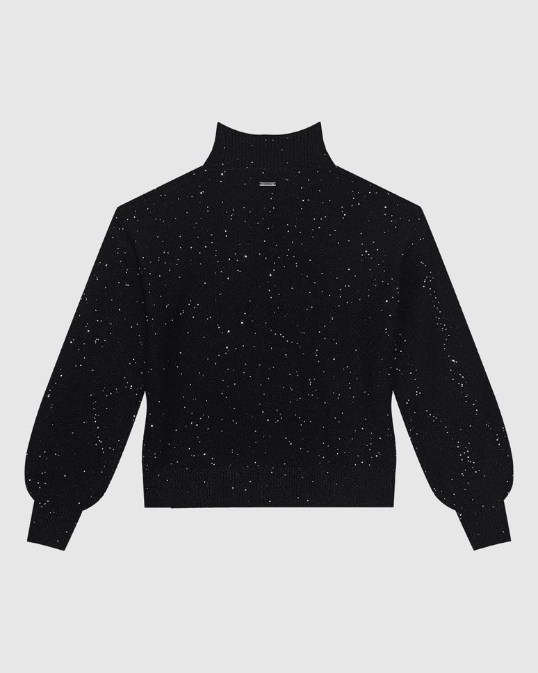 Blusão Feminino Gola Alta Com Brilho Em Tricô - ENFIM