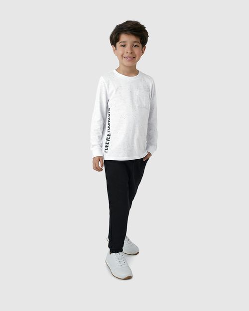 Conjunto Menino Camiseta Forever Young Em Malha Botonê - Carinhoso