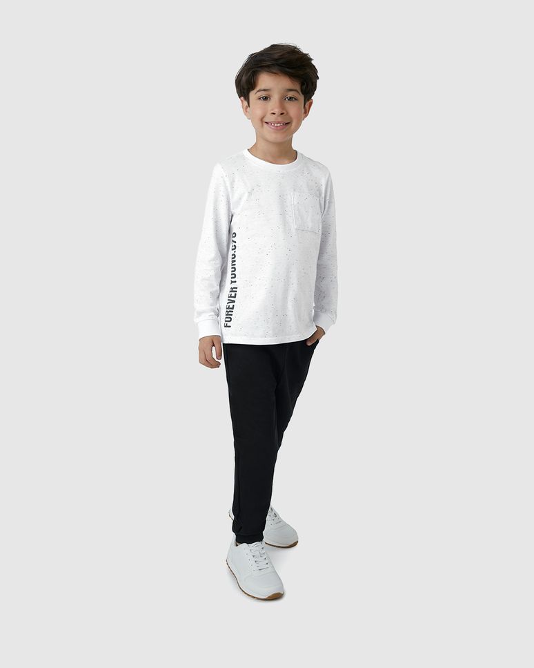 Conjunto Menino Camiseta Forever Young Em Malha Botonê - Carinhoso
