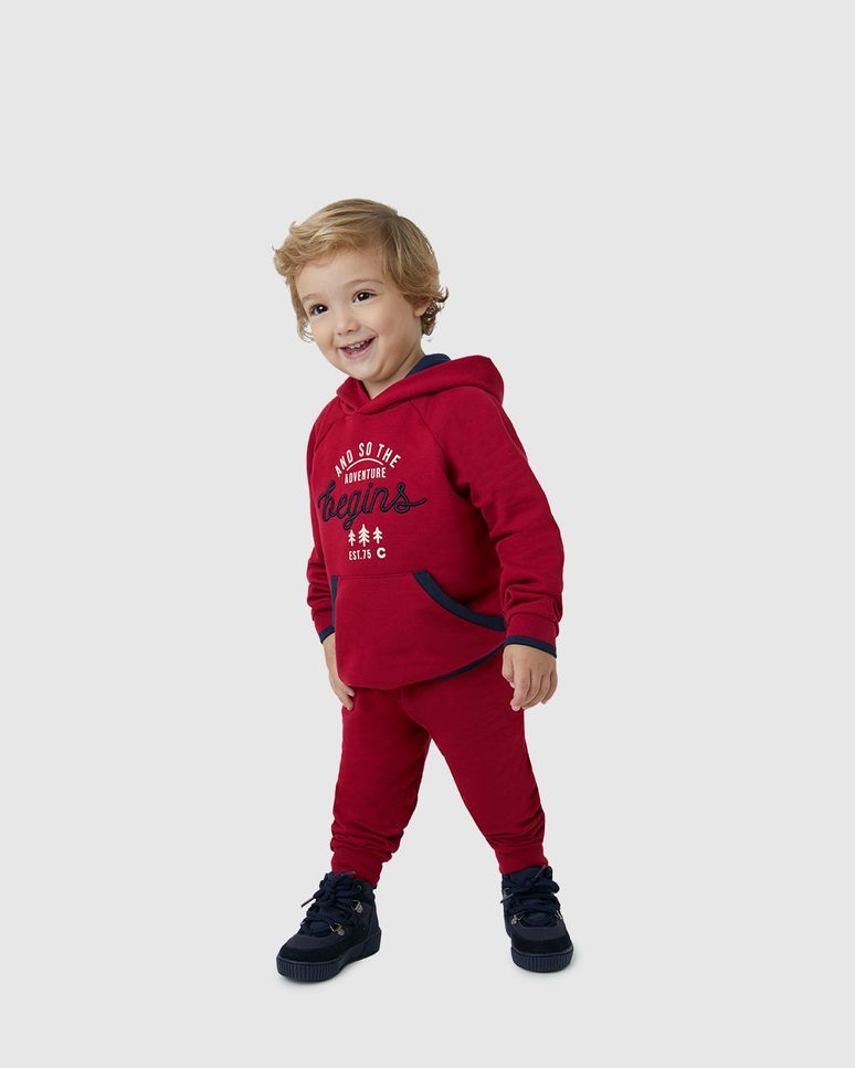 Conjunto Menino Blusão Estampa Bordada Em Moletom Flanelado - Carinhoso