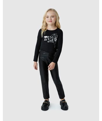 Calça Menina Legging Em Corino - Carinhoso