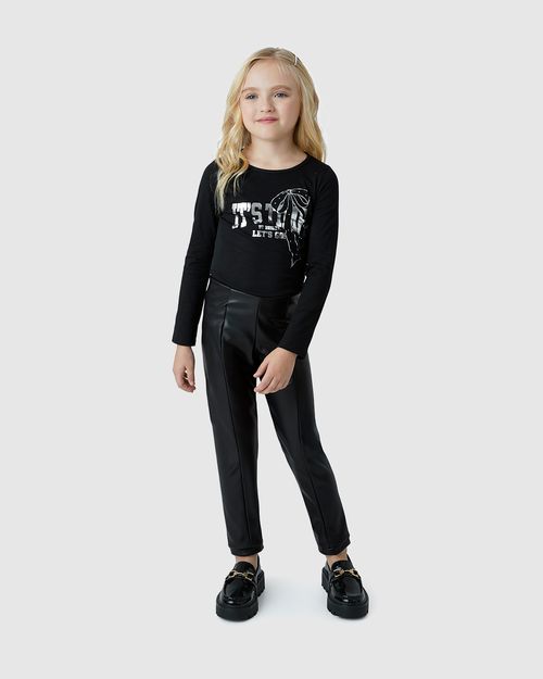 Calça Menina Legging Em Corino - Carinhoso