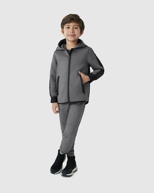 Jaqueta Menino Com Capuz E Bolso Zíper Em Neoprene - Carinhoso