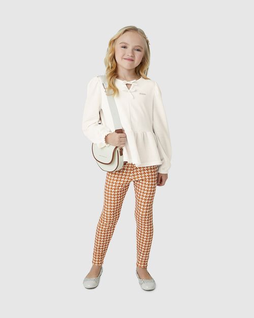 Blusa Menina Bata Manga Longa Em Malha Texturizada - Carinhoso