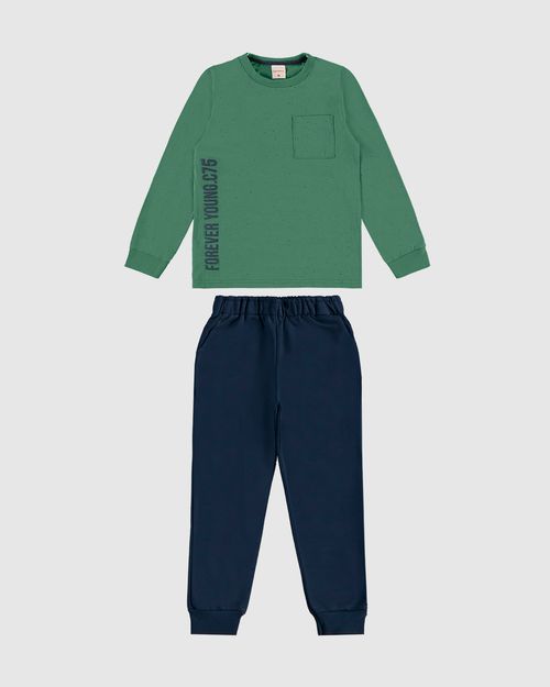 Conjunto Menino Camiseta Forever Young Em Malha Botonê - Carinhoso