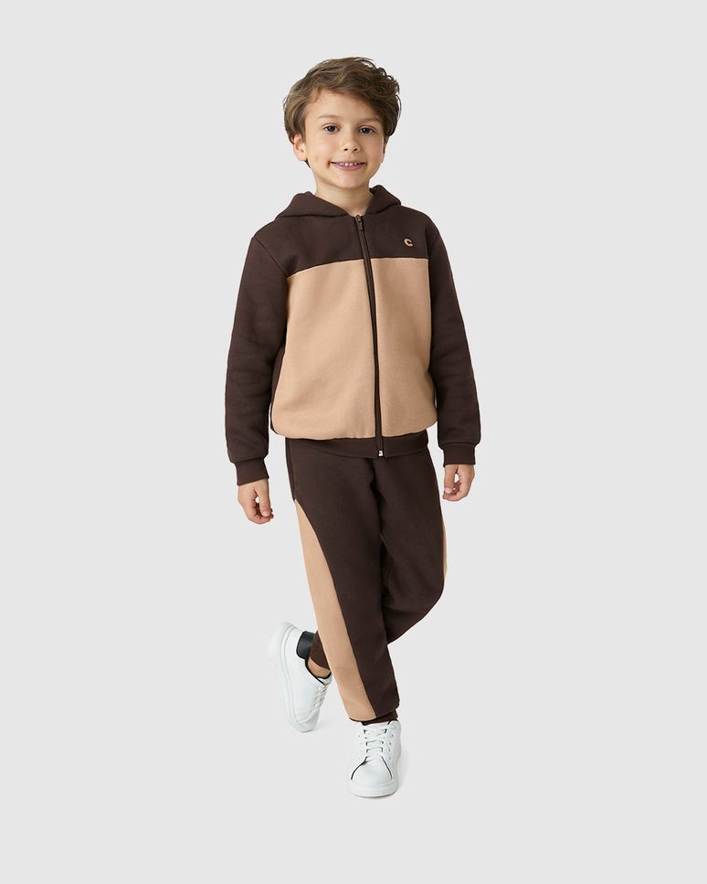 Conjunto Menino Jaqueta E Calça Recortes Em Moletom Premium - Carinhoso
