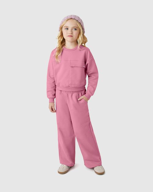 Conjunto Menina Blusão Com Bolso E Calça Em Moletom Flanelado - Carinhoso