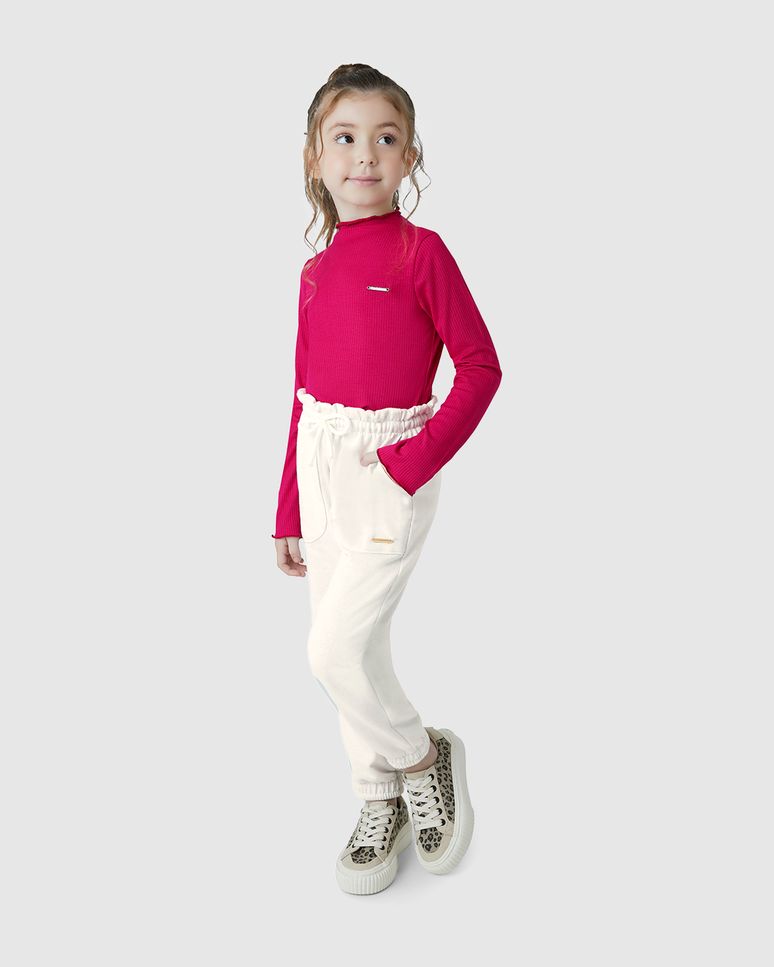 Calça Menina Clochard Cadarço Frontal Em Moletinho Lurex - Carinhoso