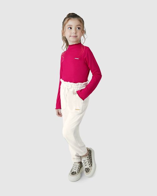 Calça Menina Clochard Cadarço Frontal Em Moletinho Lurex - Carinhoso