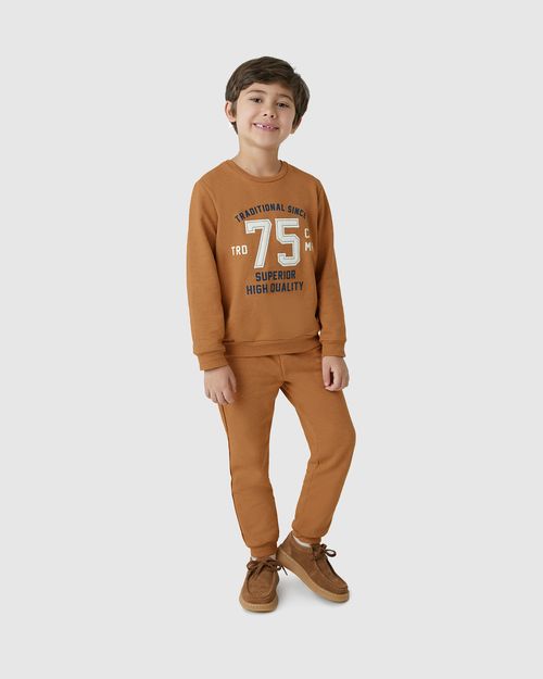 Conjunto Menino Blusão E Calça Em Moletom Rajado Flanelado - Carinhoso