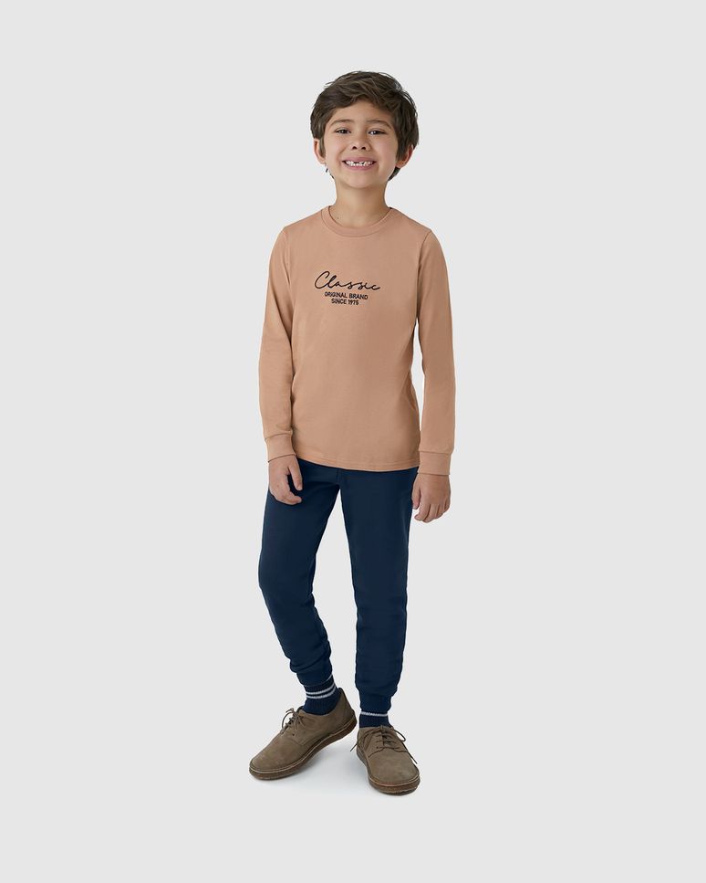Conjunto Menino Camiseta Manga Longa Classic Em Algodão - Carinhoso