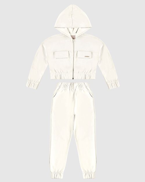 Conjunto Menina Jaqueta E Calça Jogger Em Moletinho Lurex - Carinhoso