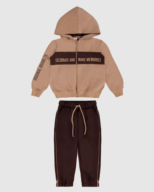 Conjunto Menino Calça Jogger Em Jacquard Texturizado - Carinhoso