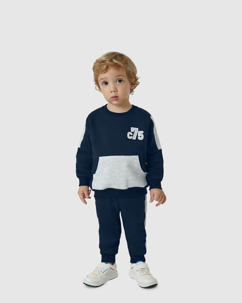 Conjunto Menino Blusão Bolso Canguru Em Moletom Flanelado - Carinhoso