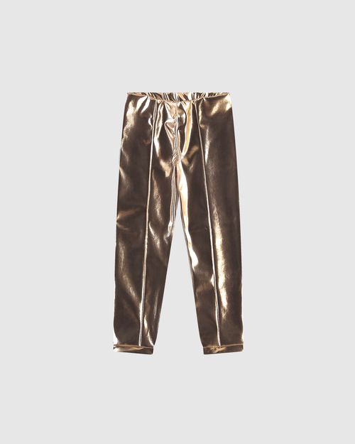 Calça Menina Legging Metalizada Em Corino - Carinhoso