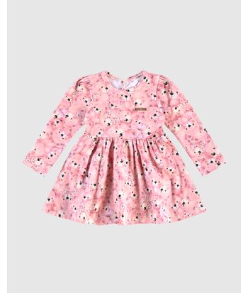 Vestido Body Menina Manga Longa Estampado Em Algodão - Carinhoso