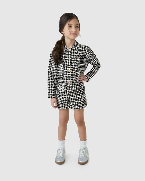 Jaqueta Cropped Menina Bolsos Frontais Em Sarja Com Elastano - Carinhoso