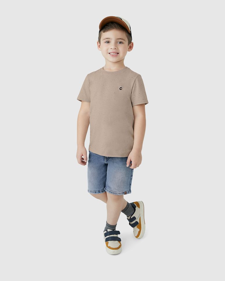 Camiseta Menino Decote Redondo Em Malha Botonê - Carinhoso