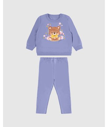 Conjunto Menina Blusão Estampa Glitter Em Moletom Flanelado - Carinhoso