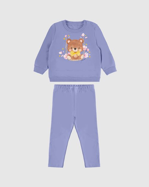 Conjunto Menina Blusão Estampa Glitter Em Moletom Flanelado - Carinhoso