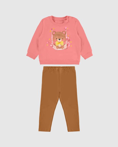 Conjunto Menina Blusão Estampa Glitter Em Moletom Flanelado - Carinhoso