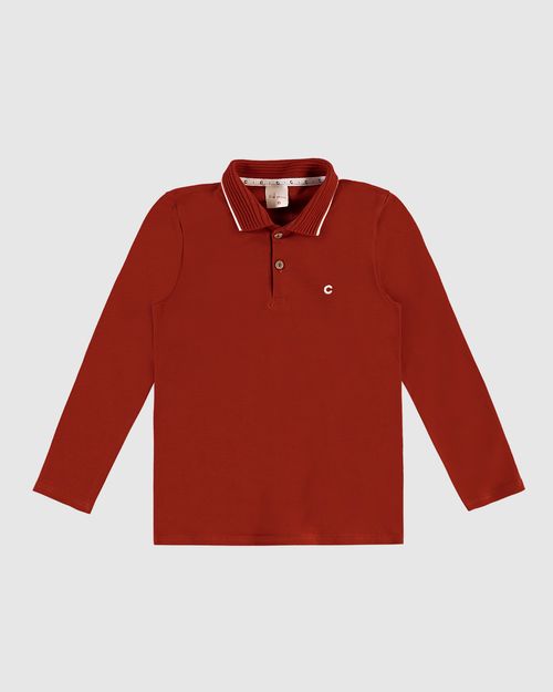 Camisa Polo Menino Manga Longa Em Piquet Stretch - Carinhoso