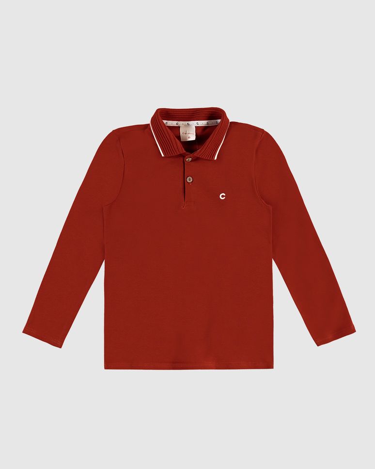 Camisa Polo Menino Manga Longa Em Piquet Stretch - Carinhoso